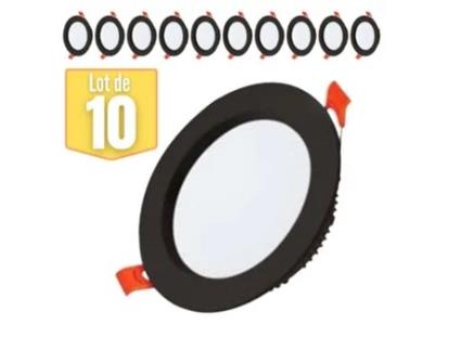 Conjunto de 10 Pontos Alexa Smd Liderou Round Black 8W 7000K HOROZ ELECTRIC