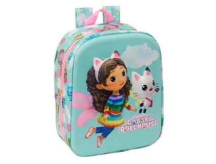 Mochila Escolar GABBY'S DOLLHOUSE Cor de Rosa Azul celeste 22 x 27 x 10 cm 3D