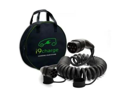 Cabo Carregamento 5Mts Trifásico 22Kw T2/T2 Mennekes Espiral Bolsa I9CHARGE