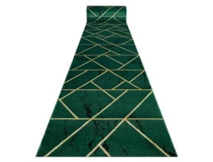 Passadeira DYWANY LUSZCZOW Emerald Exclusivo Glamour Mármore Geométrico Garrafa Poliéster Verde (100x280cm)