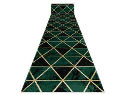 Passadeira DYWANY LUSZCZOW Emerald Exclusivo Glamour Mármore Triângulos Garrafa Poliéster Verde (100x550cm)