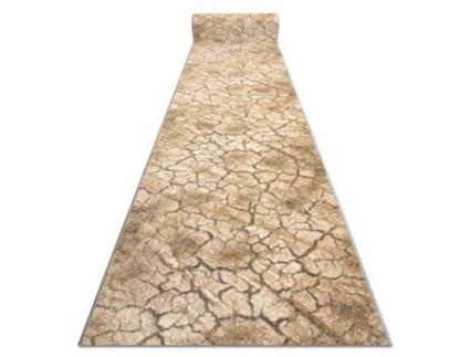 Passadeira DYWANY LUSZCZOW Karmel Terra Chão Rachado Caramelo Polipropileno Bege (100x370cm)