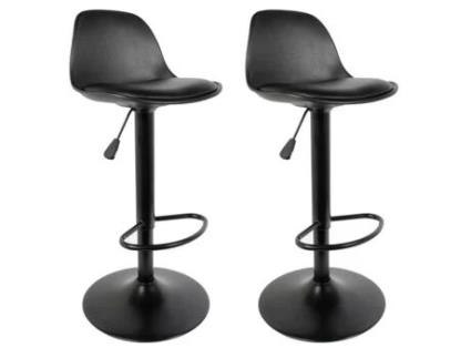 Conjunto de 2 Bancos de Bar Paris Price Isak 104Cm Preto Altura Regulável Assento Acolchoado Confortável PARIS PRIX