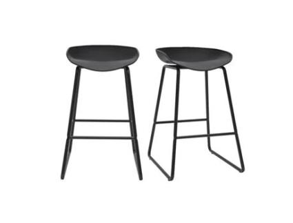 Bancos de bar modernos pretos com pernas de metal 65 cm lote de 2 seixos MILIBOO