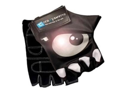 Luvas de Bicicleta Infantil Preto CRAZY SAFETY Olhos Refletivos Tam. S