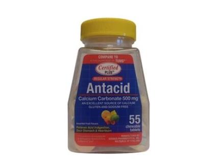 Suplemento de cálcio antiácido de força regular 55 comprimidos CERTIFIED PLUS