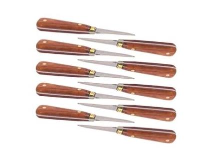10 facas abridoras de ostras com cabo de madeira 16 cm CHEVALIER DIFFUSION