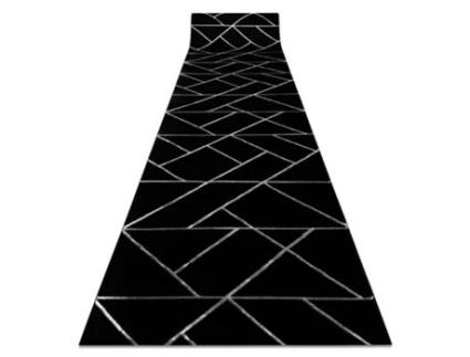 Passadeira DYWANY LUSZCZOW Emerald Exclusivo Glamour Geométrico Poliéster Preto (80x290cm)