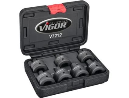 Conjunto de soquete de chave de fenda de impacto quadrado oco VIGOR V7212 3/4 de polegada 20 mm perfil com perfil hexagonal serrilhado interno Xzn