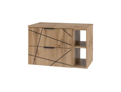 Móvel de Lavatório 80Cm 2 Nichos Tampo em Madeira Teren PETITS-MEUBLES