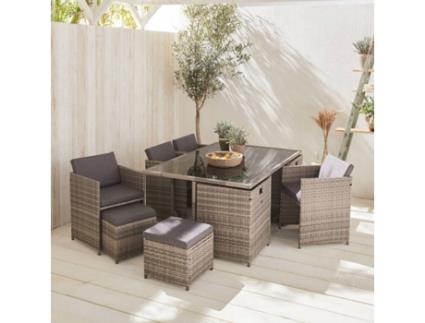 Conjunto de Móveis de Jardim SWEEEK Pia (Cinzento -168X110X73Cm - 10 Lugares)