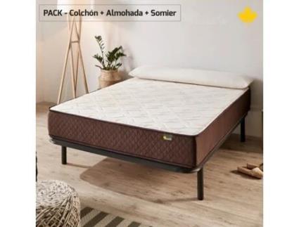 Pack Colchão e Almofada Viscoelástica e Base de cama DESCANSIN Efeito Nuvem e Silencioso (200 x 200 cm)
