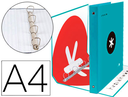 Capa de 4 Aneis 40 mm Mistos Antartik A4 Forrada Cor Turquesa