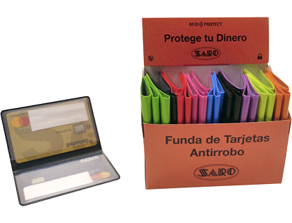 Bolsa Porta Cartoes  Anti Roubo Dupla Face Capacidade 4 Cartoes Cores Sortidas 65x95mm