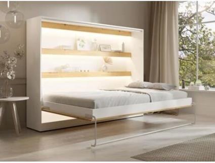 Cama embutida RAPILI VENTE-UNIQUE Natural claro, Branco 140x200 cm - Com colchão - Com sommier