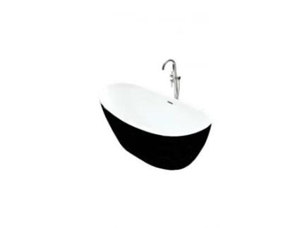 Maya Banheira Ilha Banheira Oval Moderna e Clean Acrílico Preto 80X150X68Cm