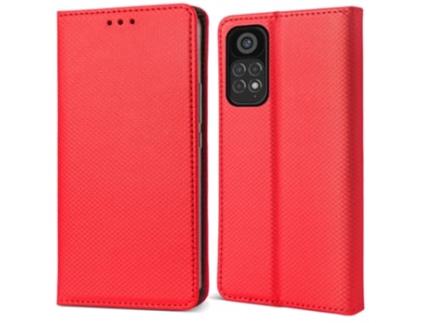 Capa Flip MOOZY para Xiaomi Redmi Note 11 Pro 5G/4G Vermelha Capa Tipo Carteira Magnética Inteligente Flip Fólio com Suporte e Suporte Para