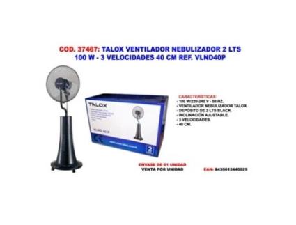 Talox ventilador nebulizador 2 lts.100w 3vel.40cm vlnd40p-fs1619