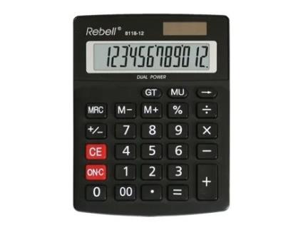 Calculadora REBELL 8118-12 Tela de calculadora de mesa preta