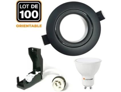 100 Focos Embutidos Ajustáveis Preto Mate Com Led Gu10 7W Eqv. 56W Branco Frio 6000K EUROPALAMP