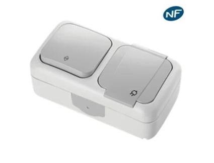 Interruptor de Duas Vias + Tomada 2P+T À Prova de Água Ip54 VIKO BY PANASONIC Cinzento Nc