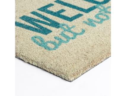 Capacho FISURA Capacho Original Not For Long de Côco com Suporte Antiderrapante em Pvc. Capacho de Entrada. Branco e Azul. 70X40 Cm