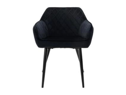 Conjunto de 4 Cadeiras de Jantar/Estar em Veludo Preto Pernas de Aço 80 Cm