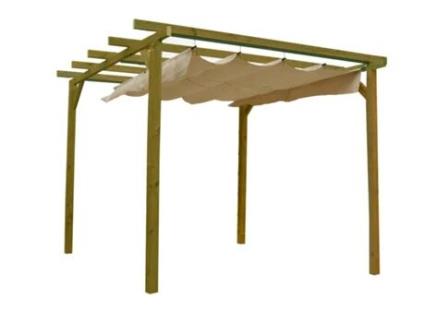 Pérgula Toldo Deslizante 270X270X254 Cm em Madeira VIDAHUERTO VIDAHUERTO