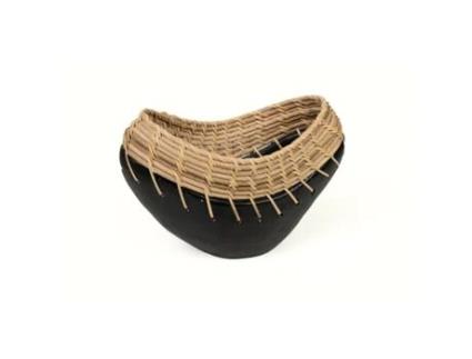 Vaso ROMIMEX Preto Natural Cerâmica Rotim 12 x 15 x 25 cm