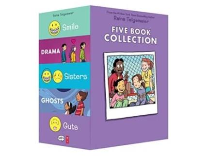 Livro Raina Telgemeier Five Book Collection Smile, Drama, Sisters, Ghosts, Guts de Raina Telgemeier (Inglês)