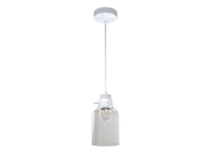 Lâmpada de Suspensão Alessandro In Metal Vidro Branco Transparente 12X12X105 Cm EPIKASA