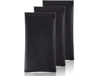 Estojo de Couro para Óculos de Sol Squeeze Estojo de Mola para Óculos de 3 Peças Preto TRANTECH