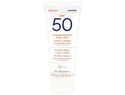 KORRES Iogurte Sun Care Emulsão corporal e facial Spf50 200 ml