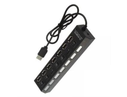 Adaptador de Hub Usb 2.0 com 7 Portas e Divisor de Torneira Entrada de Led Liga/Desliga WOFALO