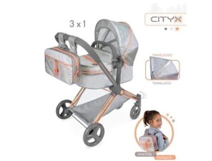 Cityx Coche de Muñeca 3X1 Plegable Novedad para Muñecas de Hasta 50 Cm. DE CUEVAS TOYS