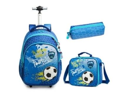 Mochila Escolar Infantil FEGAR2 com Rodas Mochila Carrinho Conjunto 2 com Lancheira