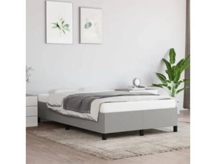 Cama Sem PANGSHIYUAN Madeira Tecido Cinzento (120x200cm)