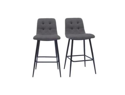 Conjunto de 2 bancos de cozinha de design em tecido cinza e metal com 65 cm de altura Escape MILIBOO