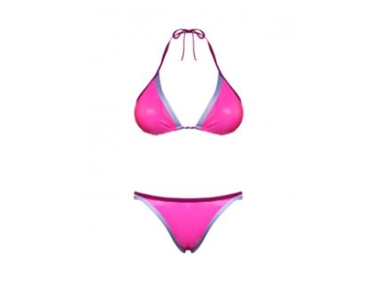 Pacote de Biquíni Sutiã e Calcinha QUELTON Feito À Mão Rosa Choque e Azul Claro Tamanho M Icônic