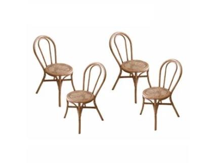 Conjunto de 4 Cadeira de Calafrinho de Jardim Parma 40X52X90 Cm Cadeiras Fabricadas em Ratán Natural Cor Marrom Boho Chic CHILLVERT