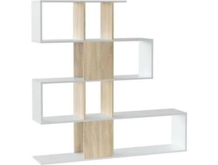 Estante ZIGZAG - carvalho e branco - 3 níveis - 145 x 145 x 28 cm AUCUNE
