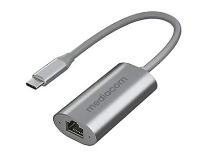 Adaptador Usb-C para Placa de Rede Lan Rj45 Gigabit 1000 Caixa de Alumínio MEDIACOM