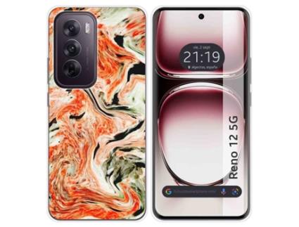 Capa Design Mármore para Oppo Reno 12 5G TUMUNDOSMARTPHONE Silicone Multicor