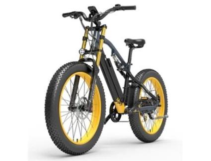 Bicicleta Elétrica LANKELEISI Rv700 40Km/H 1000W Motor Pneus 26'' 48V16Ah Amarelo