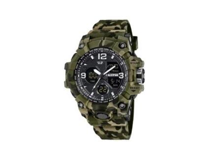 Relógio masculino CALYPSO K5855/3 - X-trem, camuflagem preta verde, 56 mm