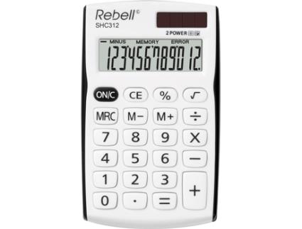 Calculadora de Bolso REBELL Shc312 Calculadora Básica Preto Branco