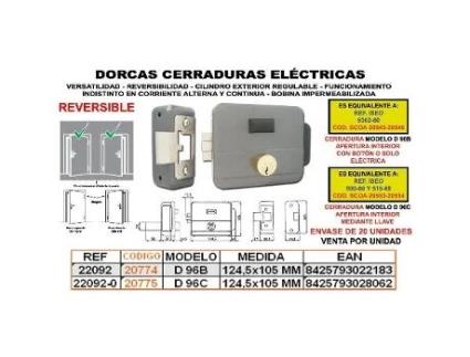 Dorcas cerradura electrica reversible d96-b cilindro+boton 22092