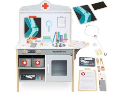 Brinquedo de Imitação de Madeira Armário Médico com 20 Acessórios para Médico Jogos de Médico Enfermaria MAMABRUM