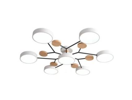 Lustre de Teto Acrílico Branco de Madeira Simples Led de 7 Cabeças Adequado para Sala de Estar e Corredor SLD