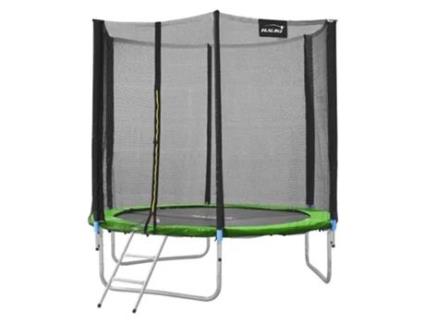 Trampolim Ø183 Cm com Rede de Segurança Escada e Postes Almofadados Verde Até 100Kg HAUKI